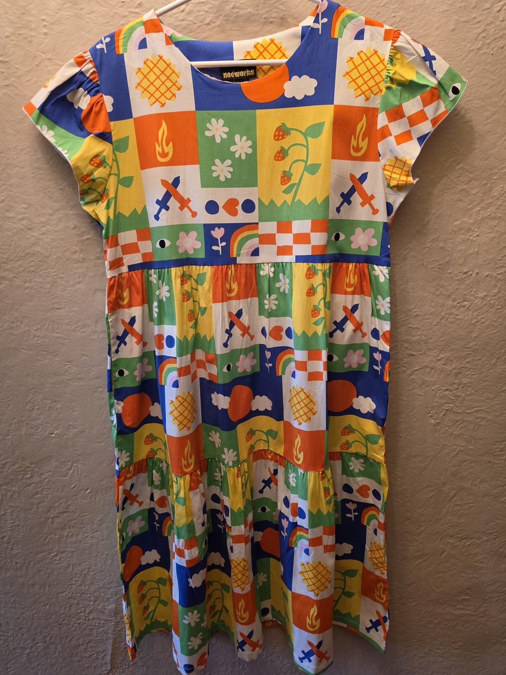 NWT Nooworks Frida Dress Ève Gentilhomme Colorful Patchwork Cotton Large - Picture 2 of 16
